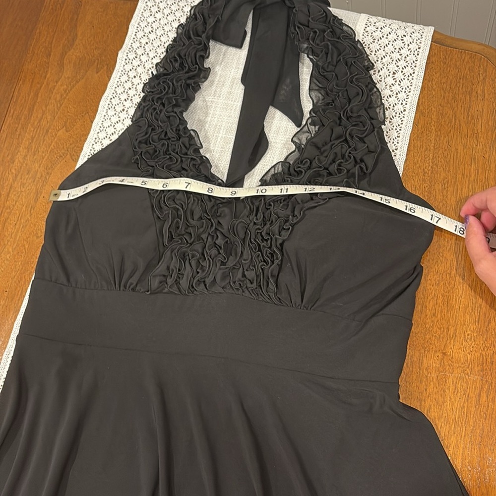 Vintage Onyx Night Ruffle Neckline Halter Dress - Picture 5 of 7